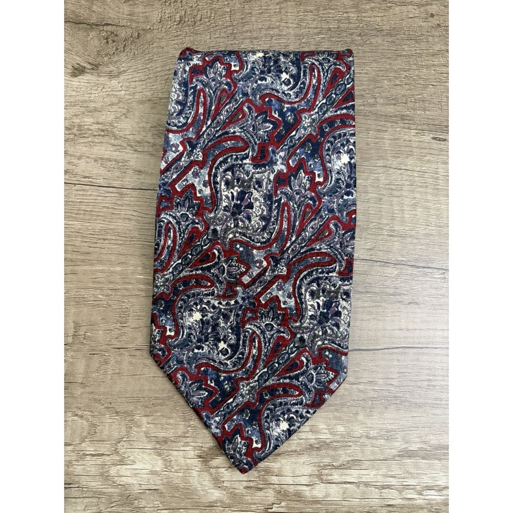 IMM Italy Silk Necktie‎ 60" Tie Blue Red Floral Abstract